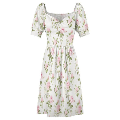 Pink Rose Floral Midi Dress