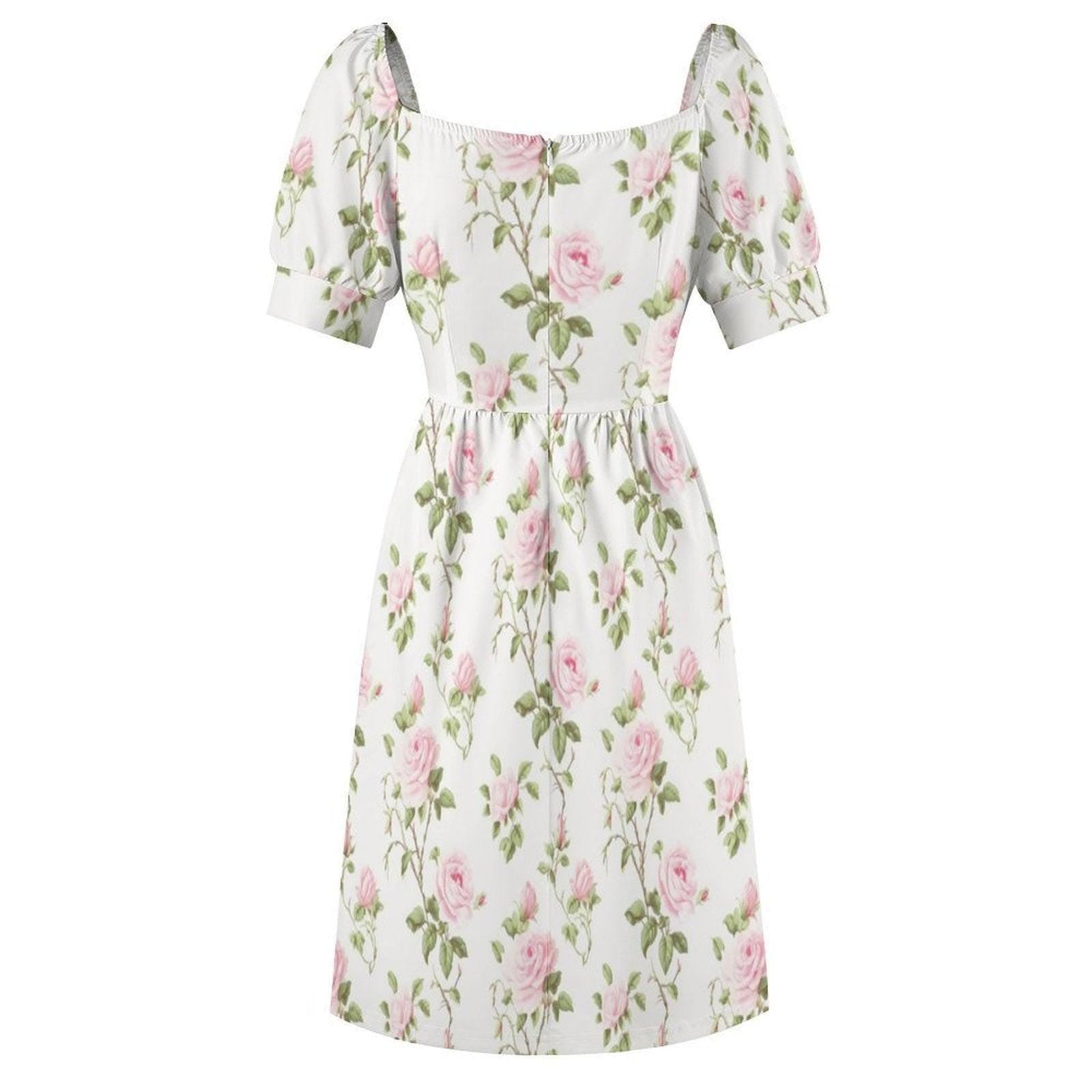 Pink Rose Floral Midi Dress