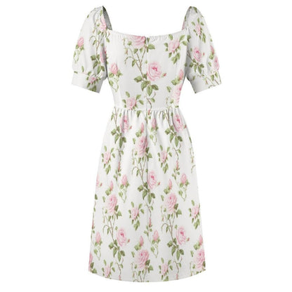 Pink Rose Floral Midi Dress