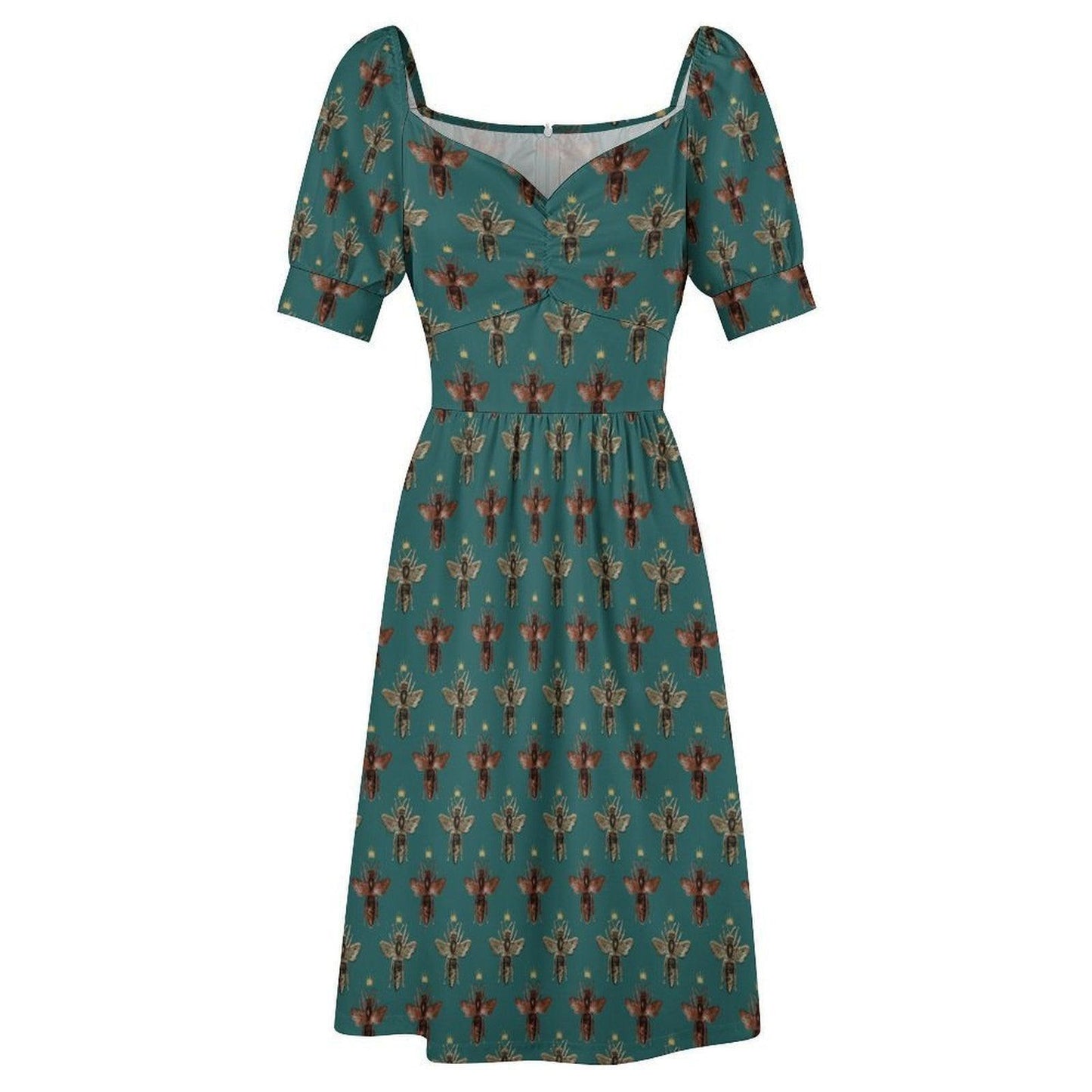 Teal Bee Midi Dress