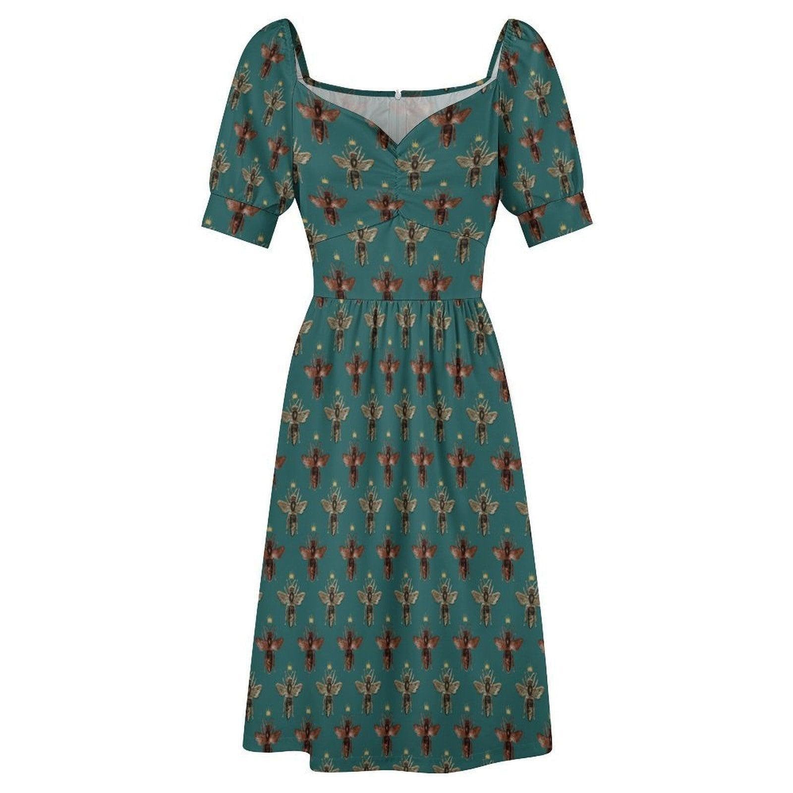 Teal Bee Midi Dress