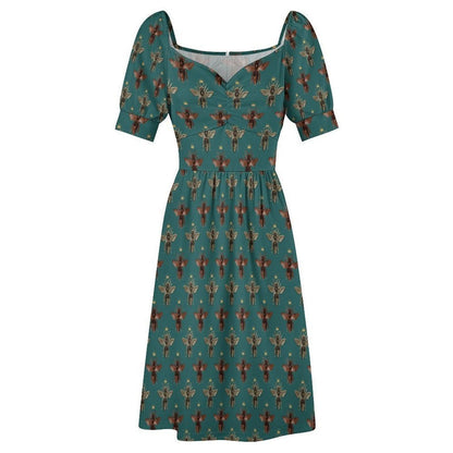 Teal Bee Midi Dress