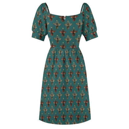 Teal Bee Midi Dress