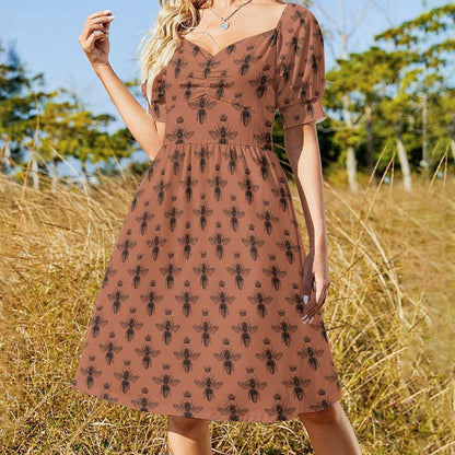 Bee Print Midi Dress