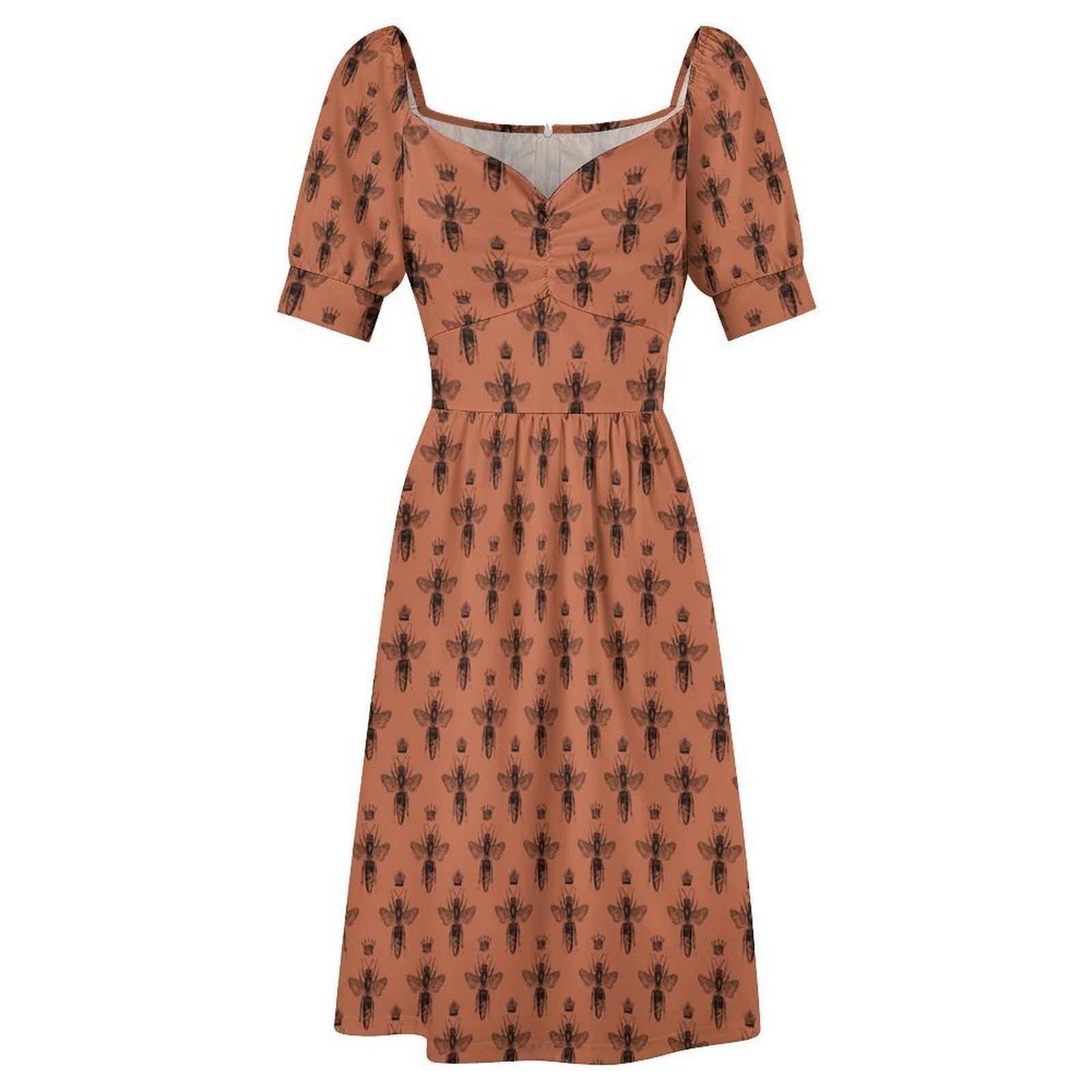 Bee Print Midi Dress