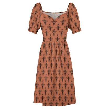 Bee Print Midi Dress