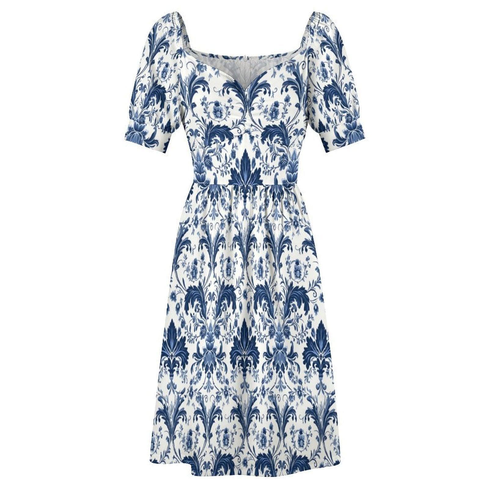 Blue Baroque Midi Dress