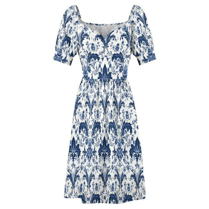 Blue Baroque Midi Dress