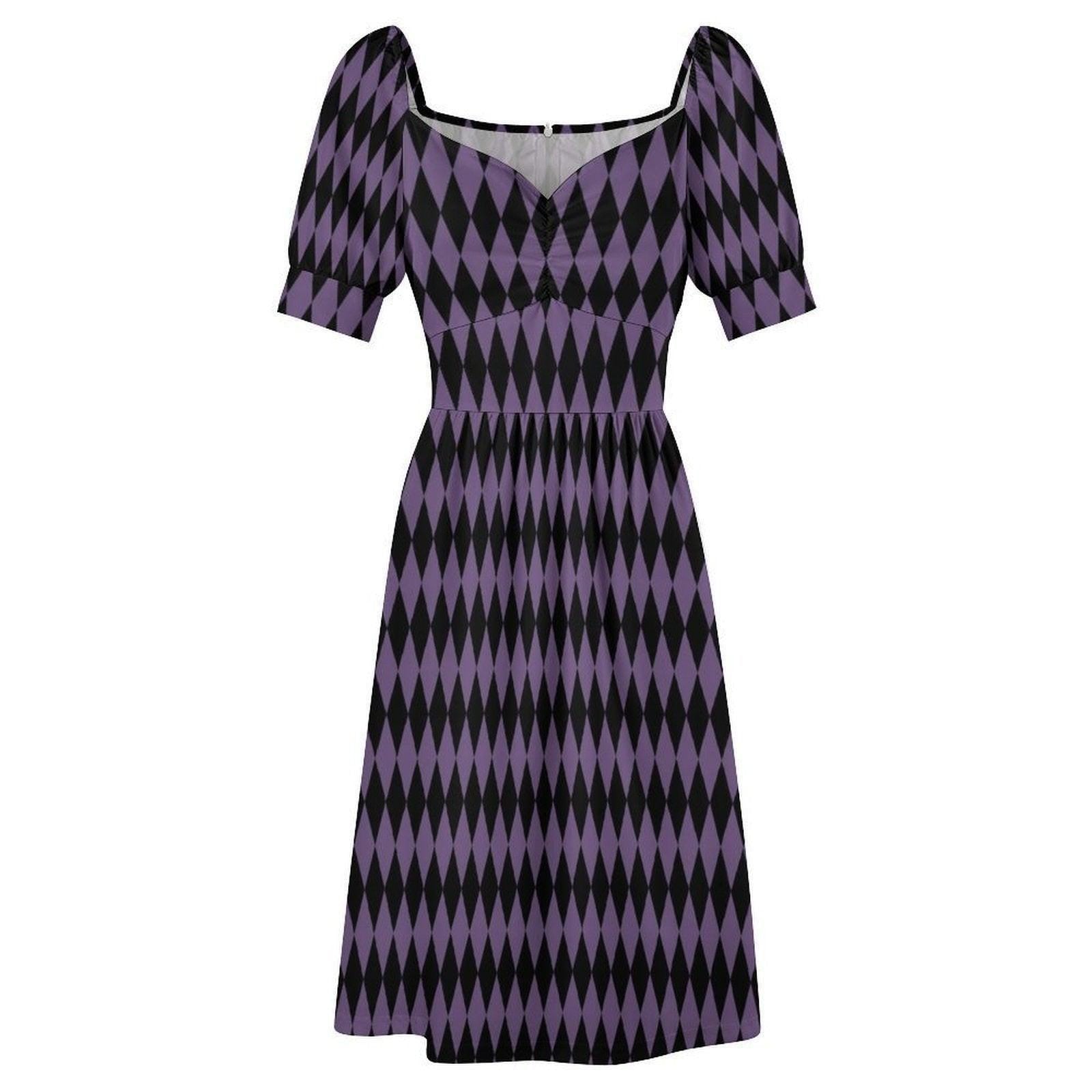 Purple Black Midi Dress