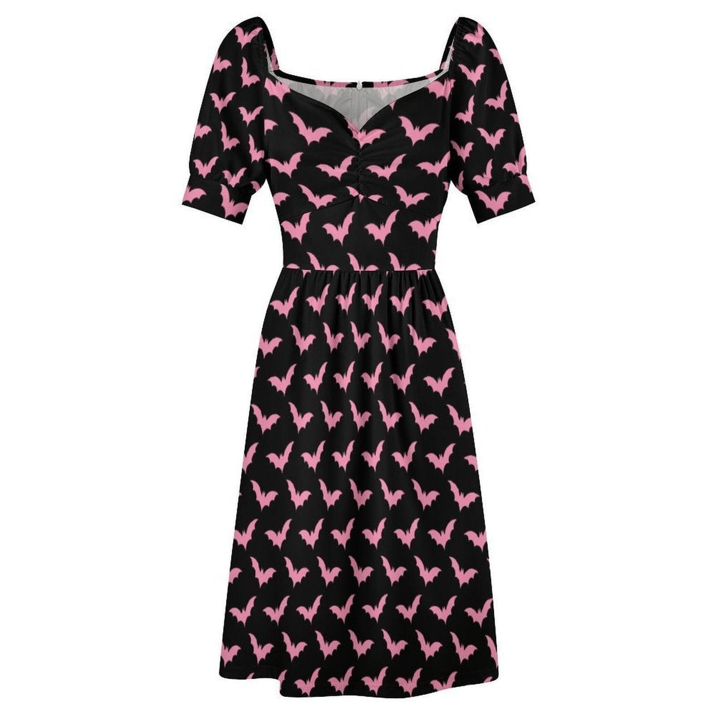 Pink Bat Print Midi Dress