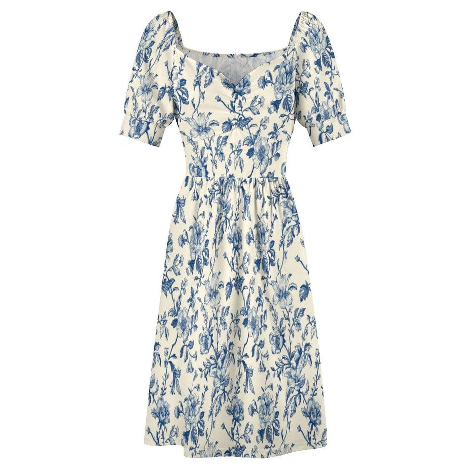 Blue Toile Midi Dress