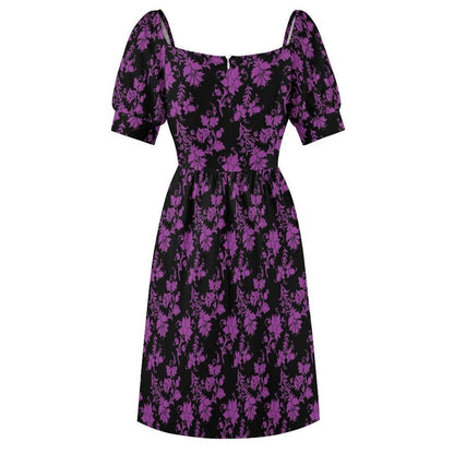 Black Purple Damask Skater Dress