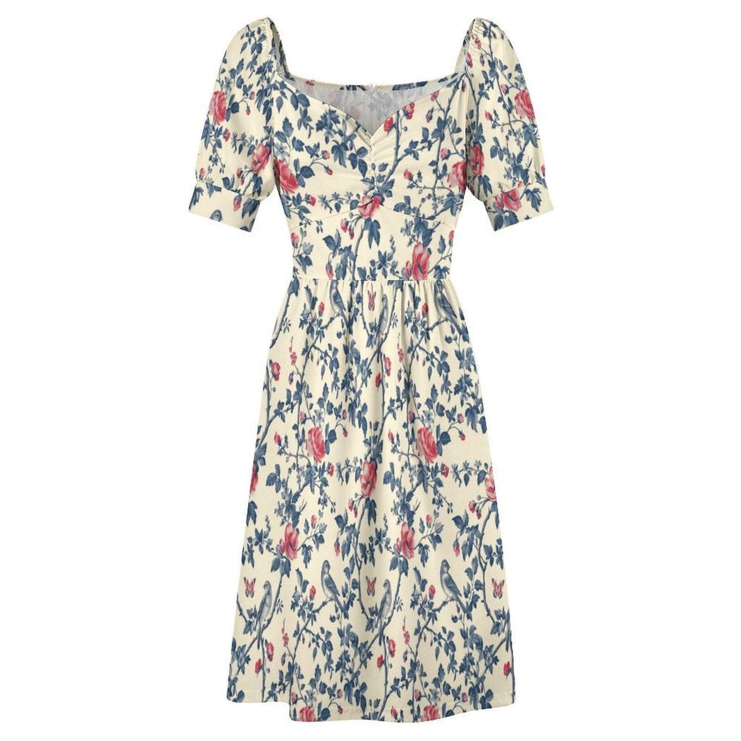 Cream Wildflower Vine Midi Dress