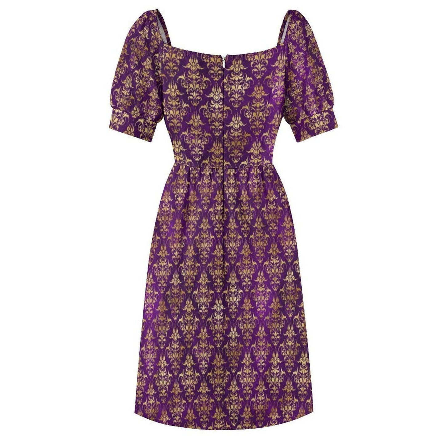 Purple Gold Baroque Midi Dress