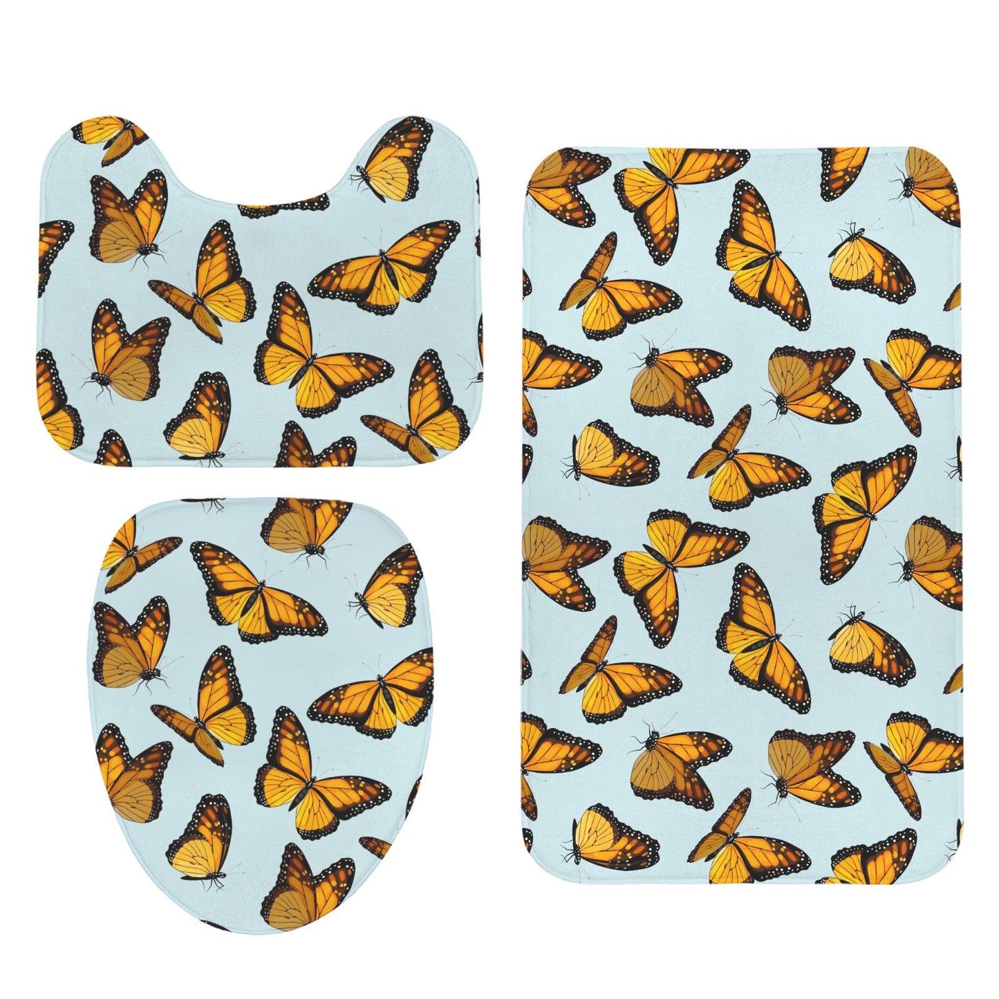 Monarch Butterfly Shower Curtain, Sky Blue Nature Bath Decor, Cottage Garden Accent