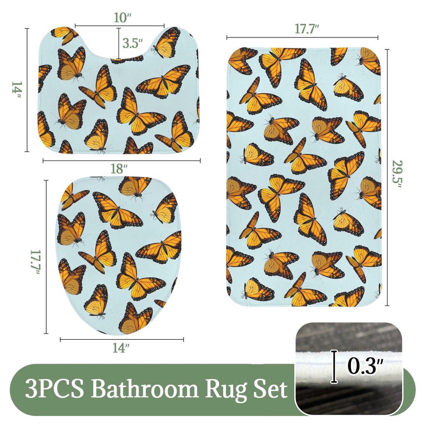 Monarch Butterfly Shower Curtain, Sky Blue Nature Bath Decor, Cottage Garden Accent
