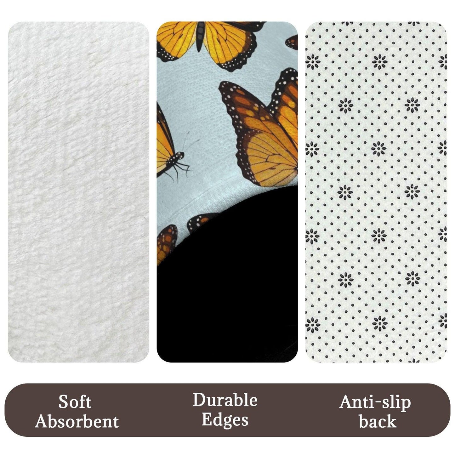 Monarch Butterfly Shower Curtain, Sky Blue Nature Bath Decor, Cottage Garden Accent