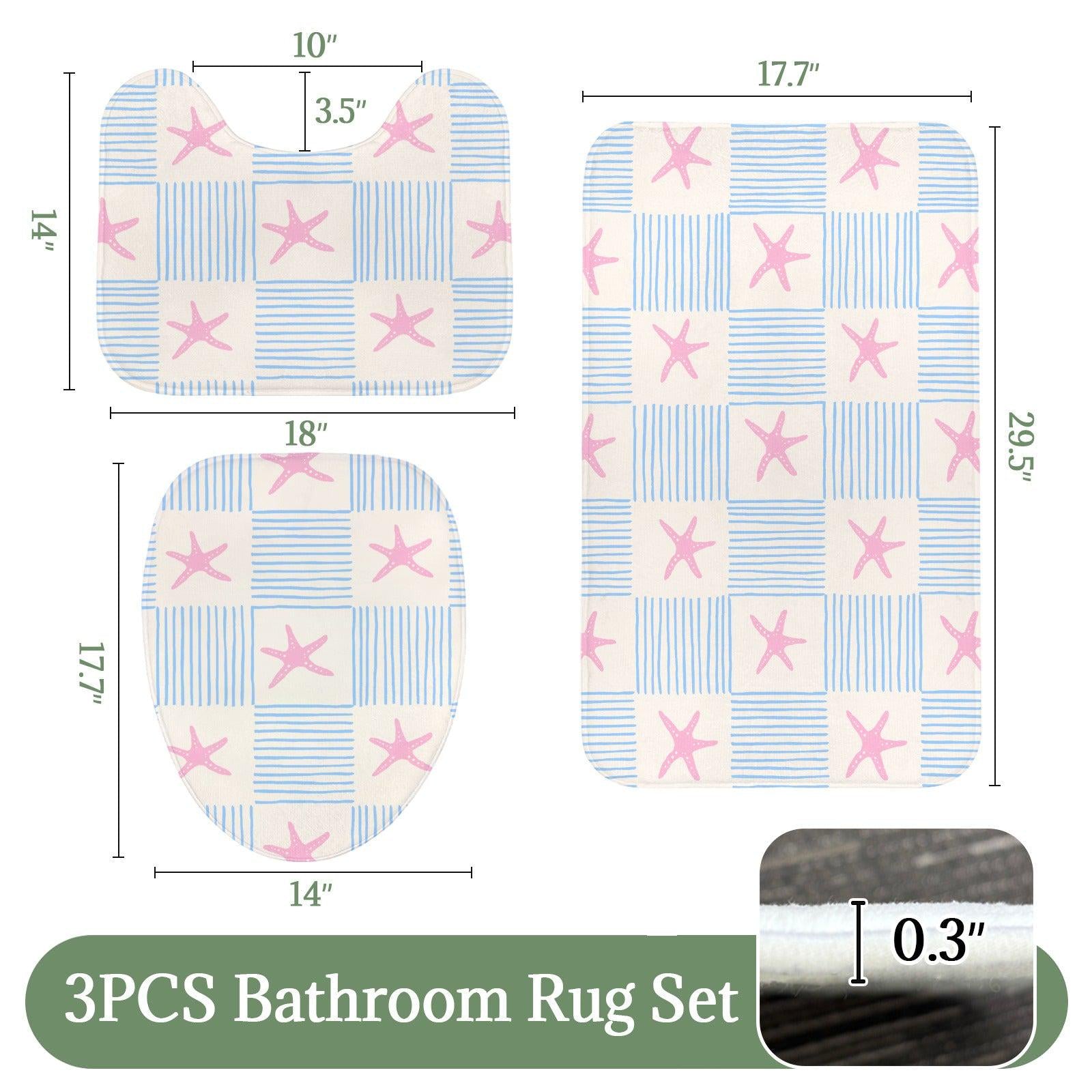 Pink Starfish Stripe Shower Curtain, Coastal Beach Bathroom Decor
