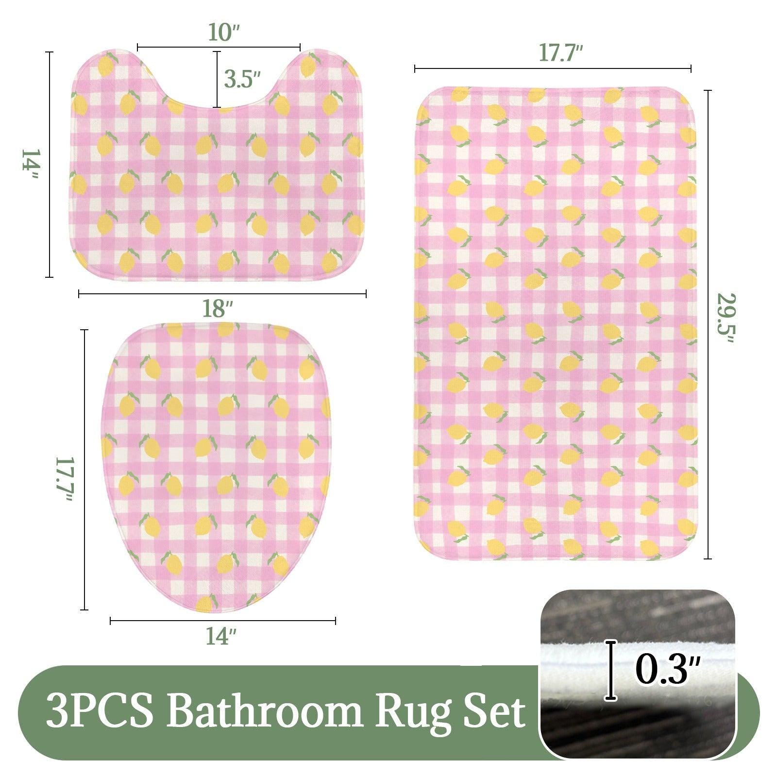 Pink Gingham Lemon Shower Curtain, Cottagecore Bathroom Decor, Picnic Check Bath Accent
