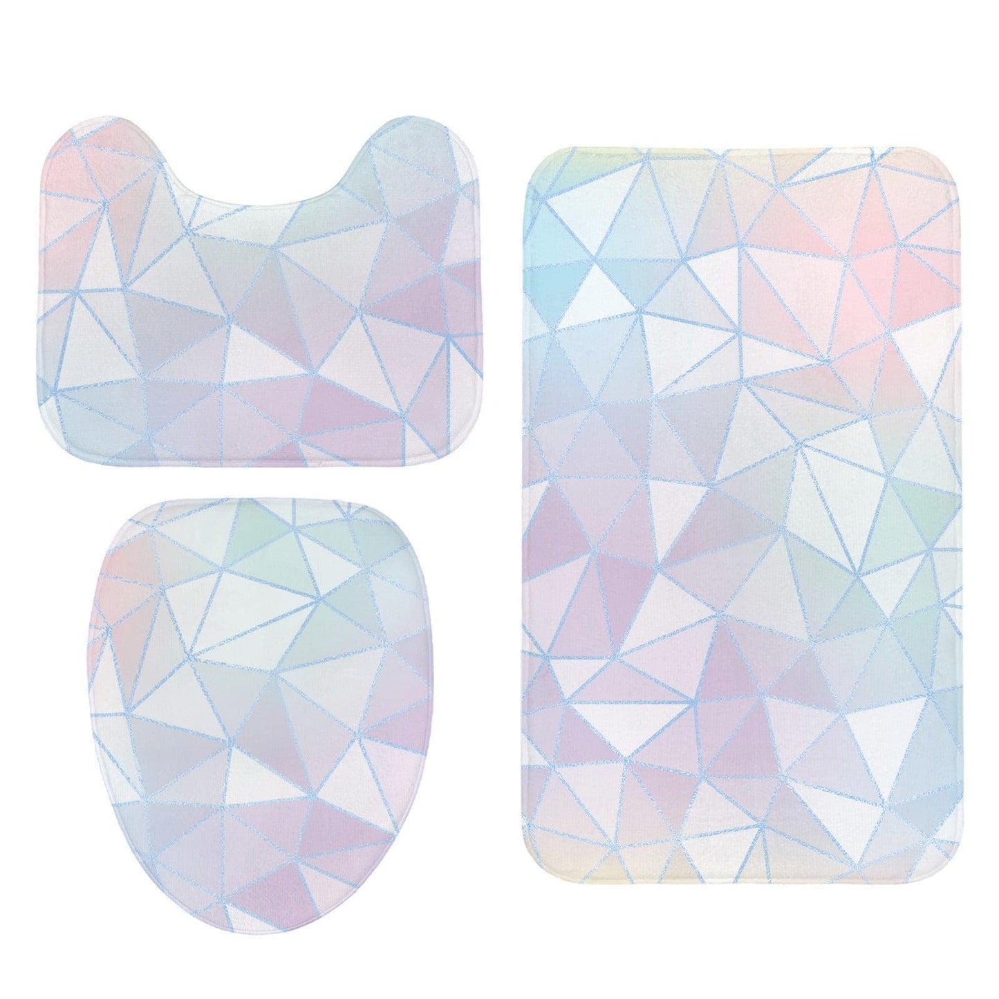 Pastel Geometric Shower Curtain, Abstract Triangle Bath Decor, Modern Blue Pink Bathroom Curtain