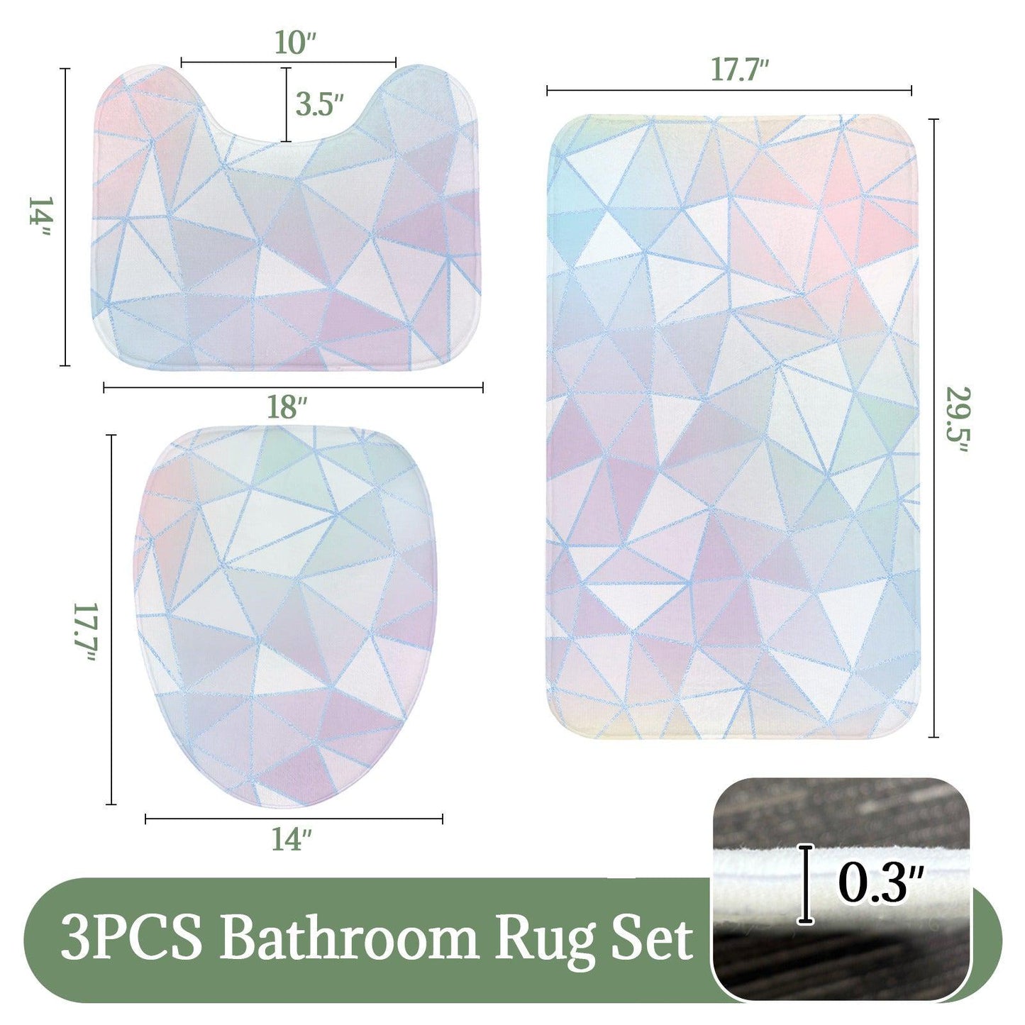Pastel Geometric Shower Curtain, Abstract Triangle Bath Decor, Modern Blue Pink Bathroom Curtain