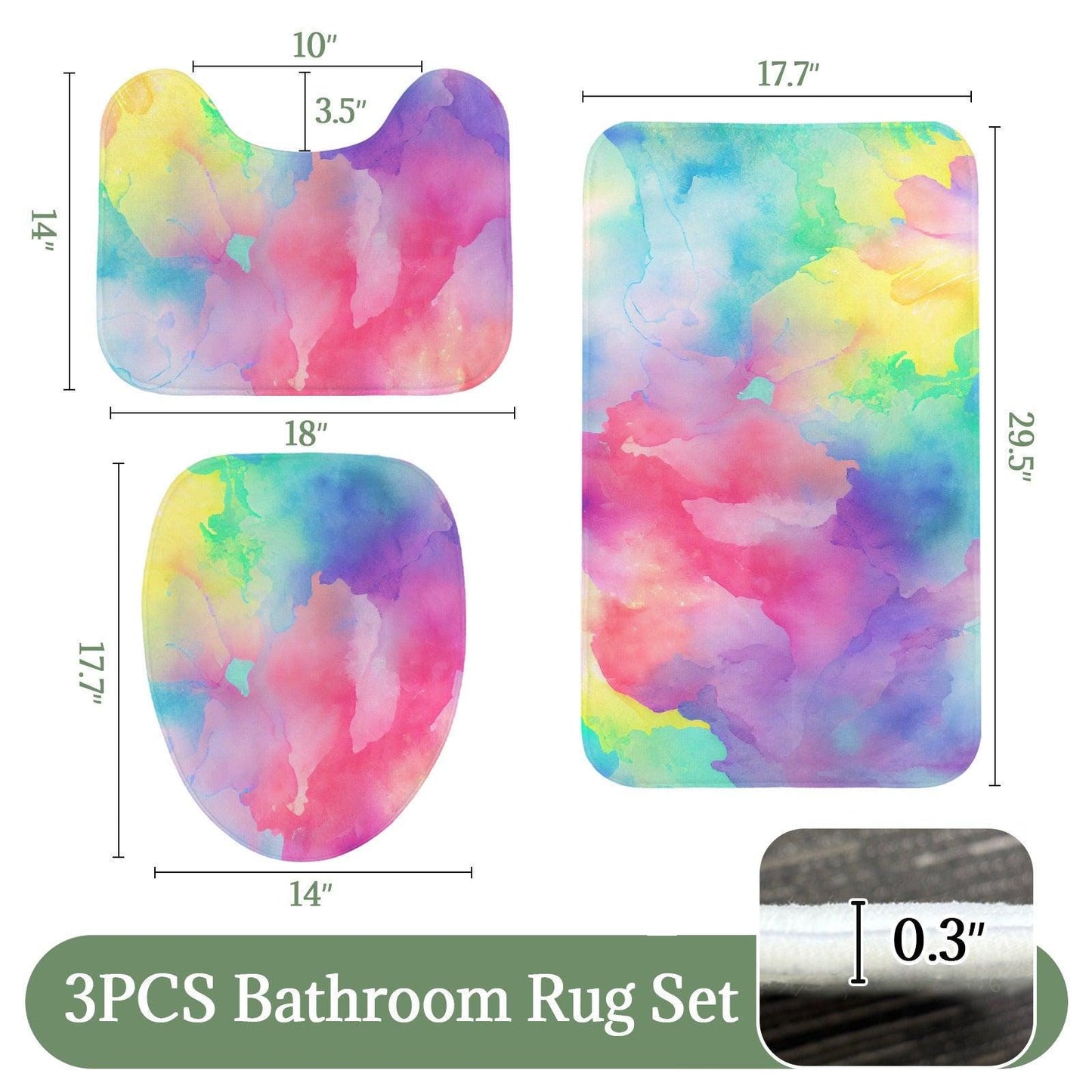 Abstract Watercolor Shower Curtain, Pastel Rainbow Boho Bathroom Decor