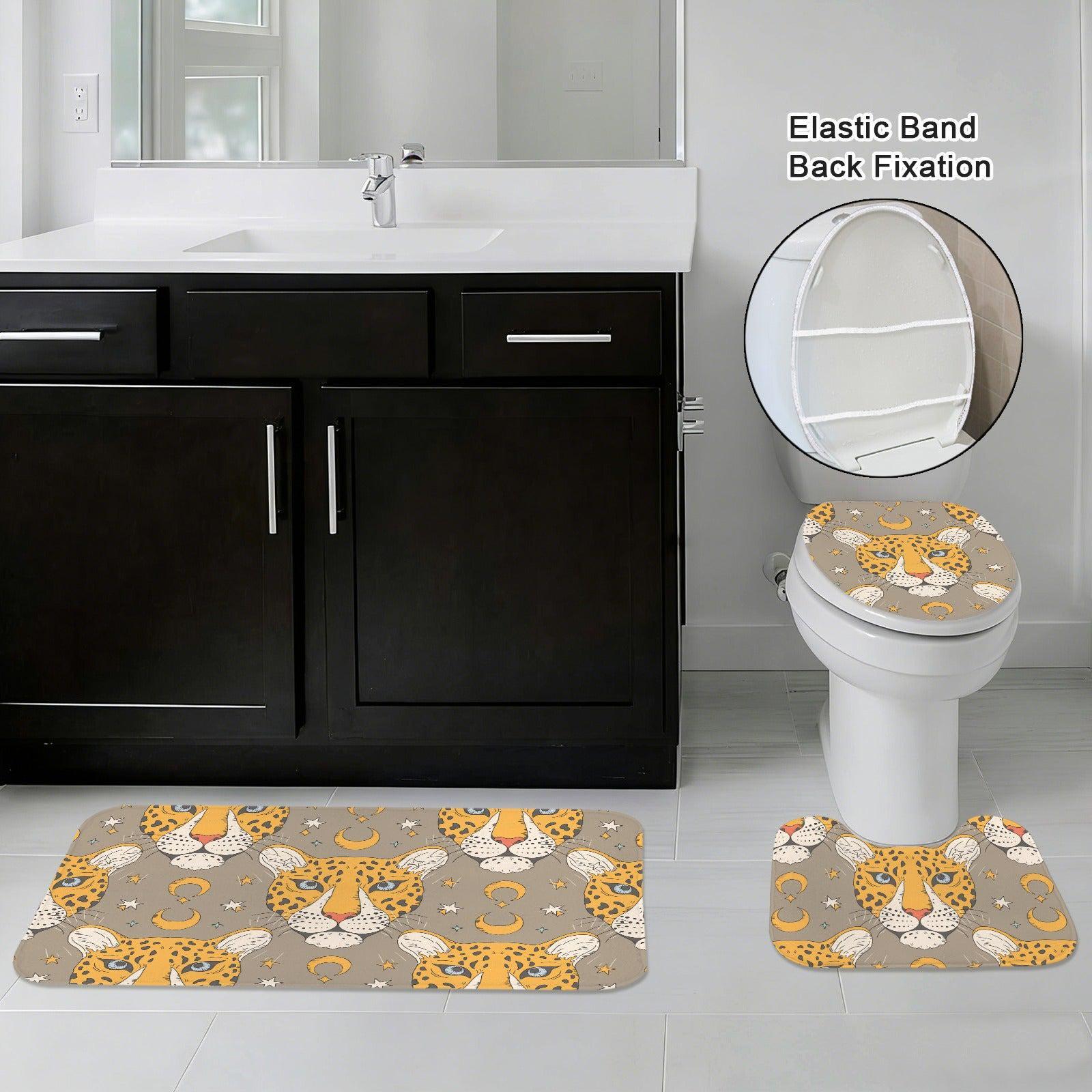 Leopard Moon Shower Curtain: Neutral Safari Celestial Bathroom Decor