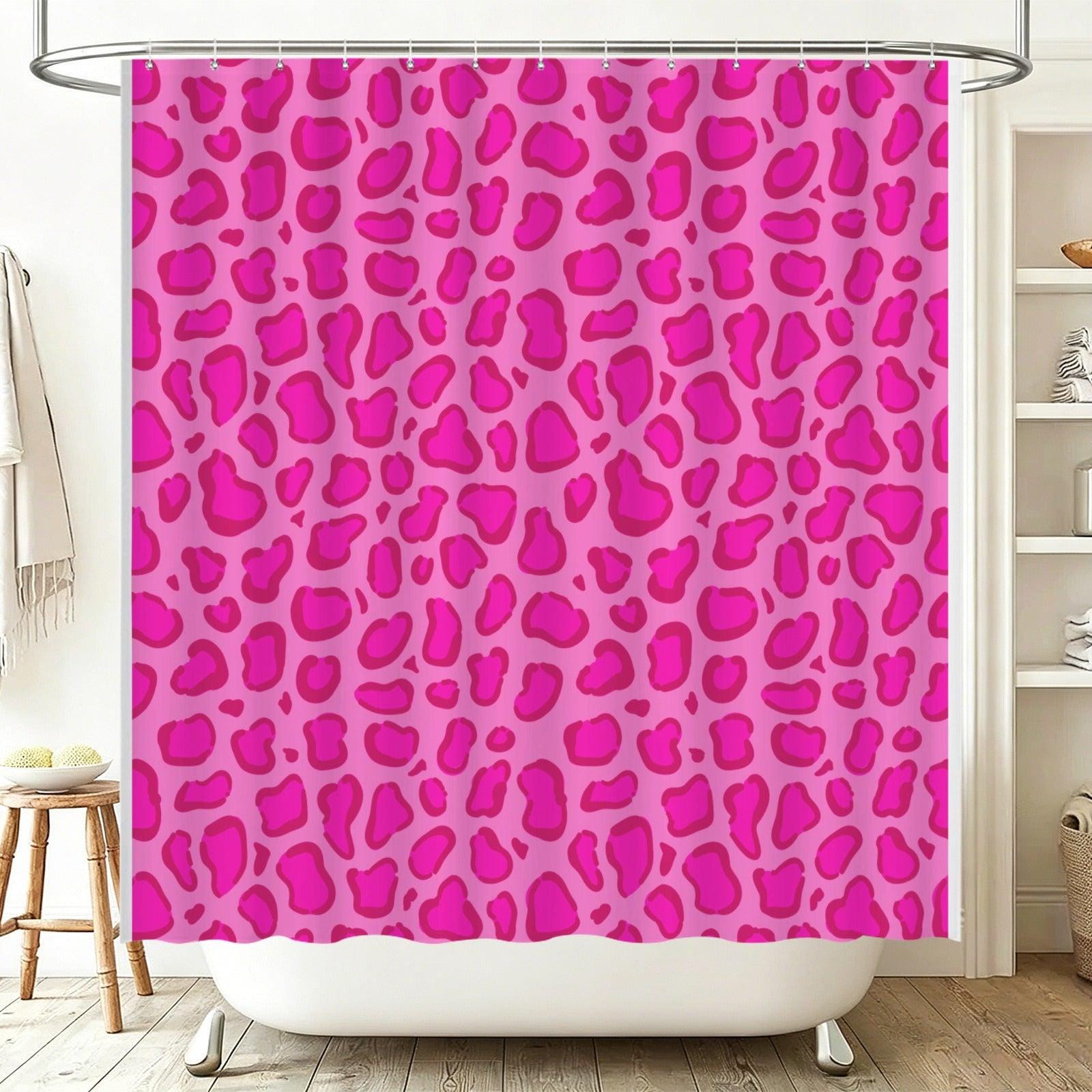 Pink Leopard Bathroom Rug Set, 3 Piece Girly Glam Animal Print Bath Mat