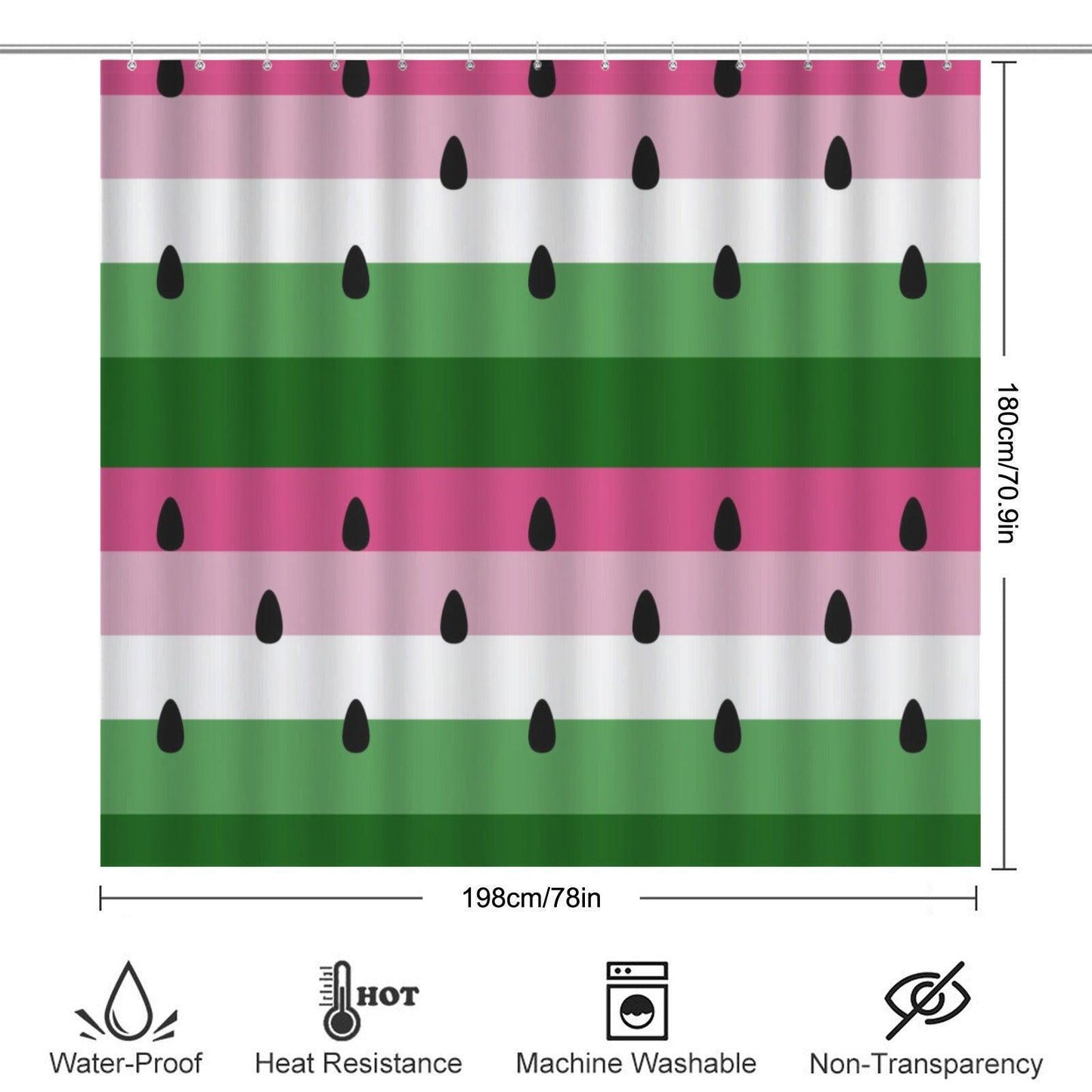 Watermelon Bath Mat Trio, Pink Green Striped Fruit Rug Set
