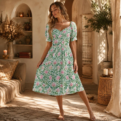 Pink Tulip Botanical Midi Dress