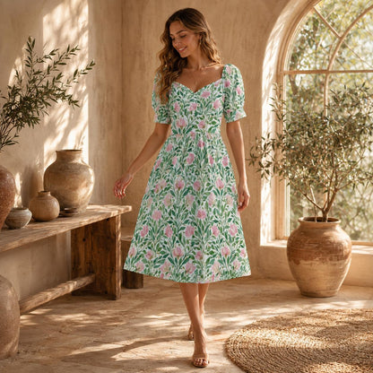 Pink Tulip Botanical Midi Dress