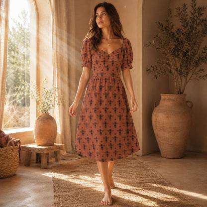 Bee Print Midi Dress