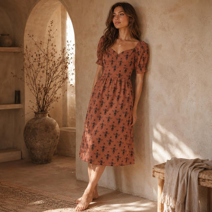 Bee Print Midi Dress