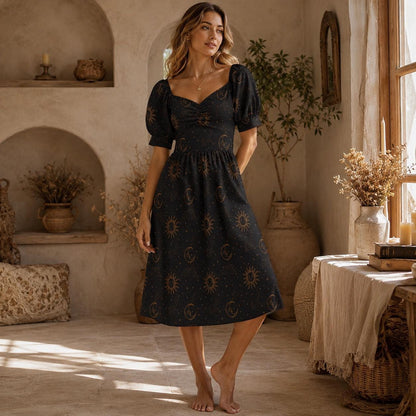 Black Gold Midi Dress