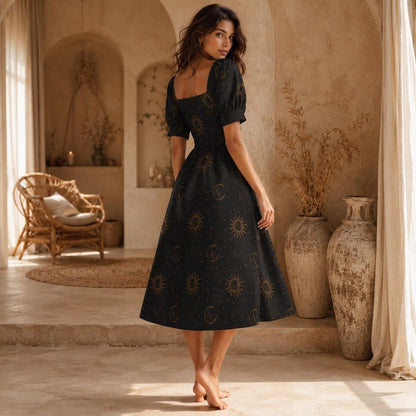 Black Gold Midi Dress