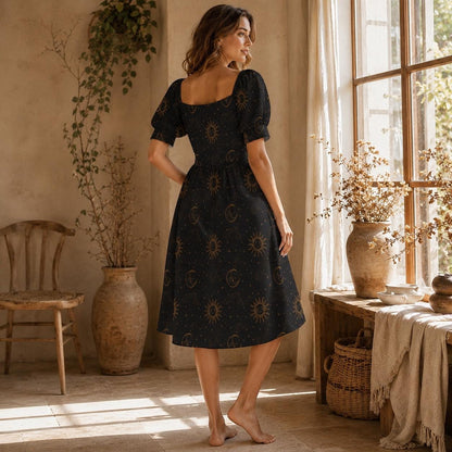 Black Gold Midi Dress