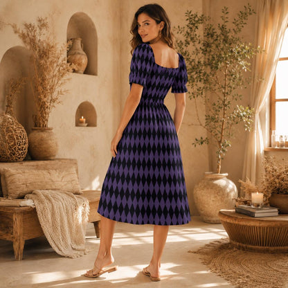 Purple Black Midi Dress