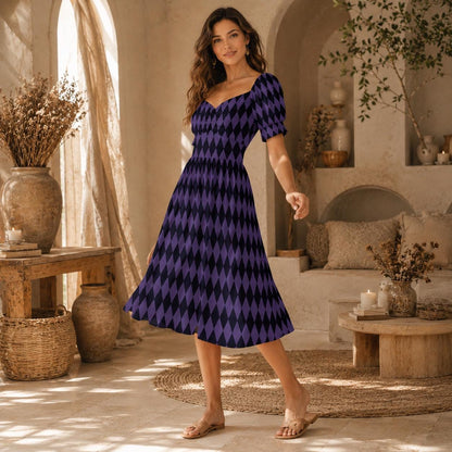 Purple Black Midi Dress