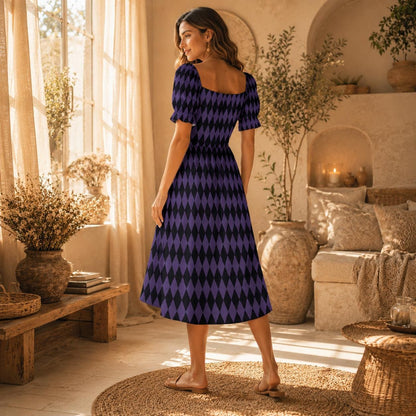 Purple Black Midi Dress