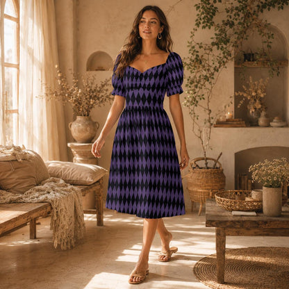 Purple Black Midi Dress
