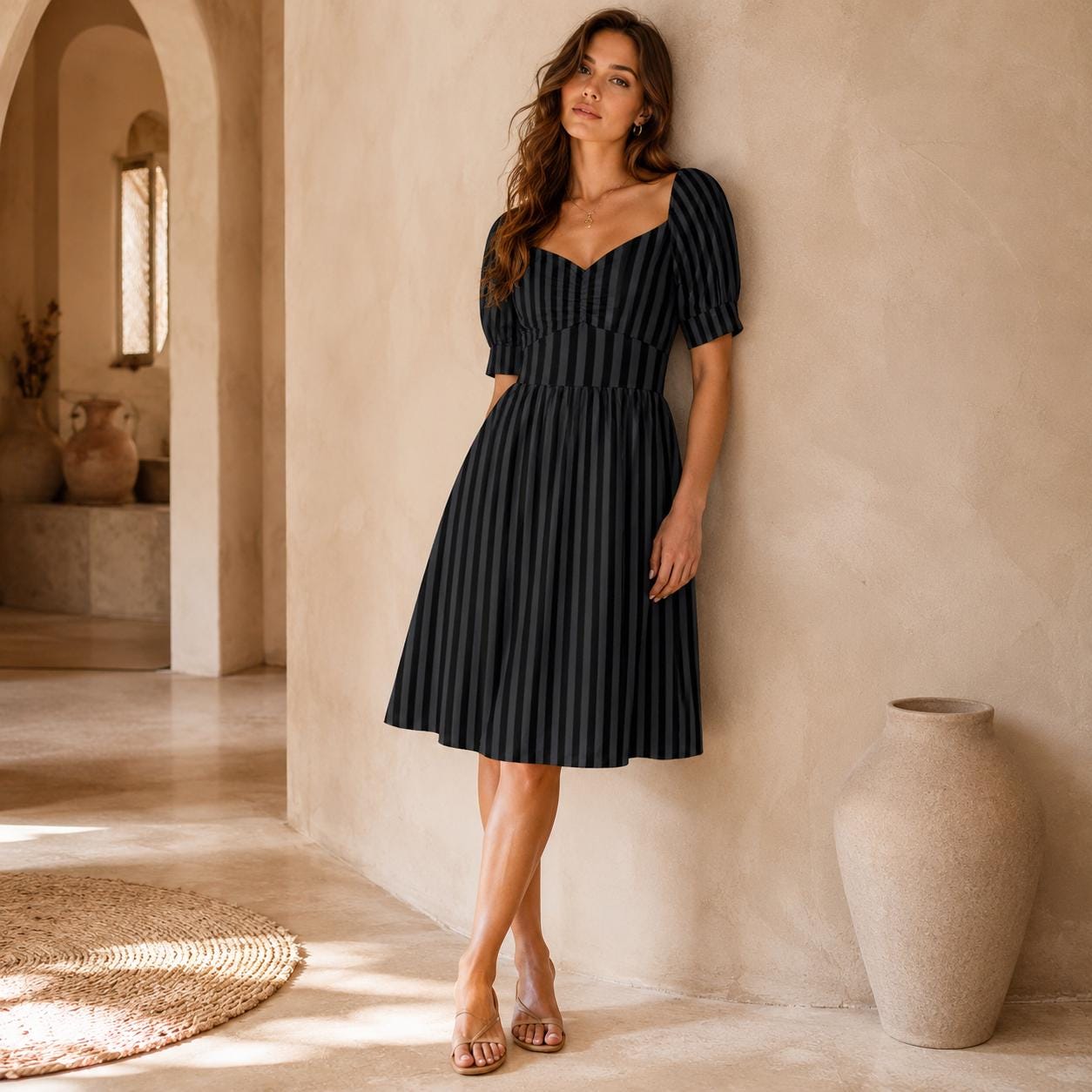 Black Striped Sundress