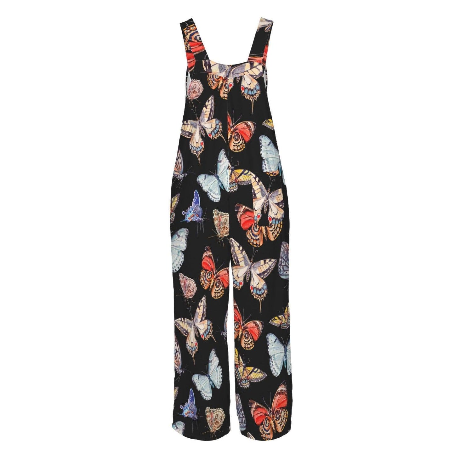 Butterfly Print Wide Leg Jumpsuit, Nature Boho Outfit, Garden Party Vacation Wear
