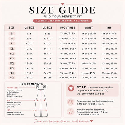 The image is a size guide that provides measurements and fit tips for various sizes of women's dresses and skirts.