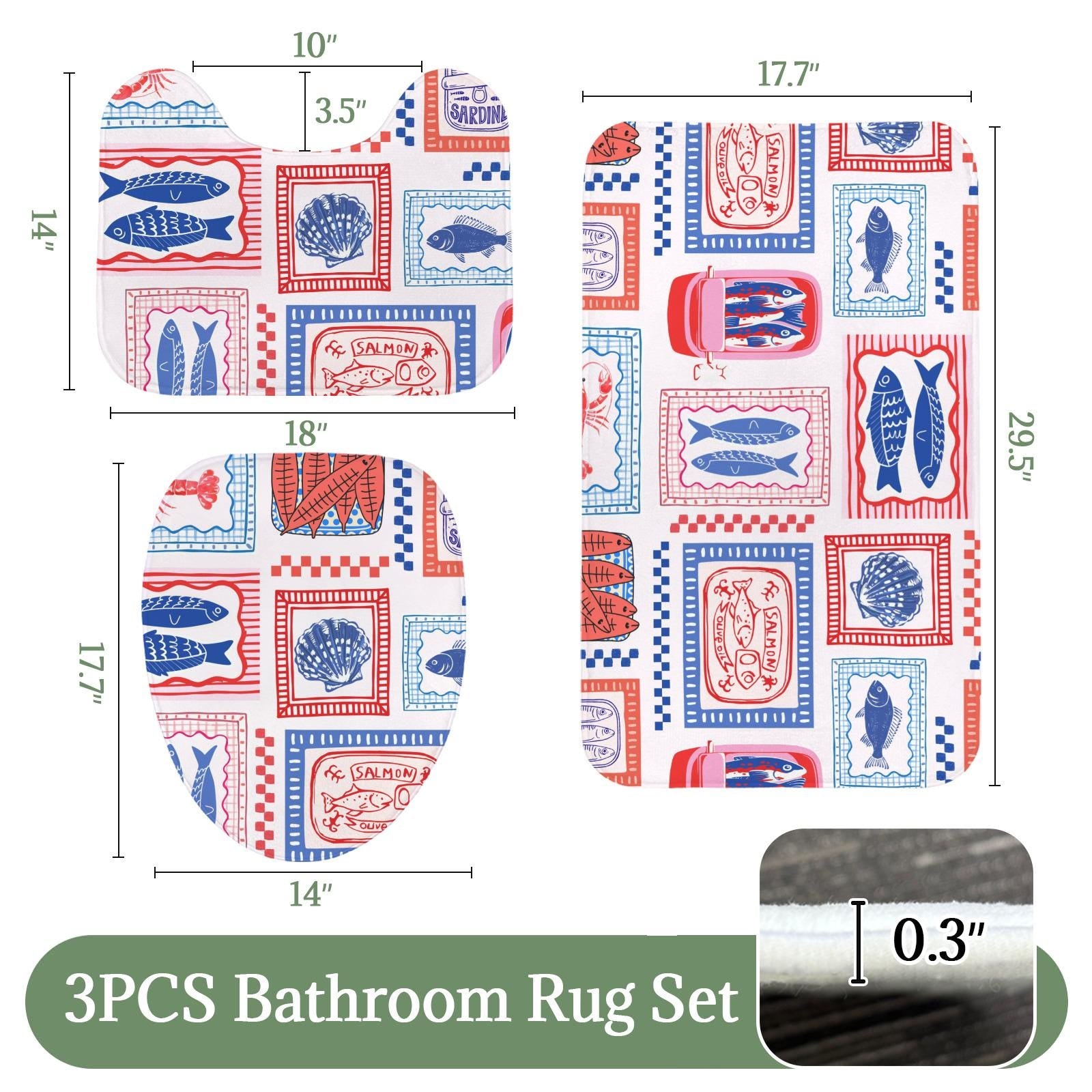 Tinned Fish Shower Curtain, Retro Seafood Market Bathroom Decor, Sardine Lobster Print