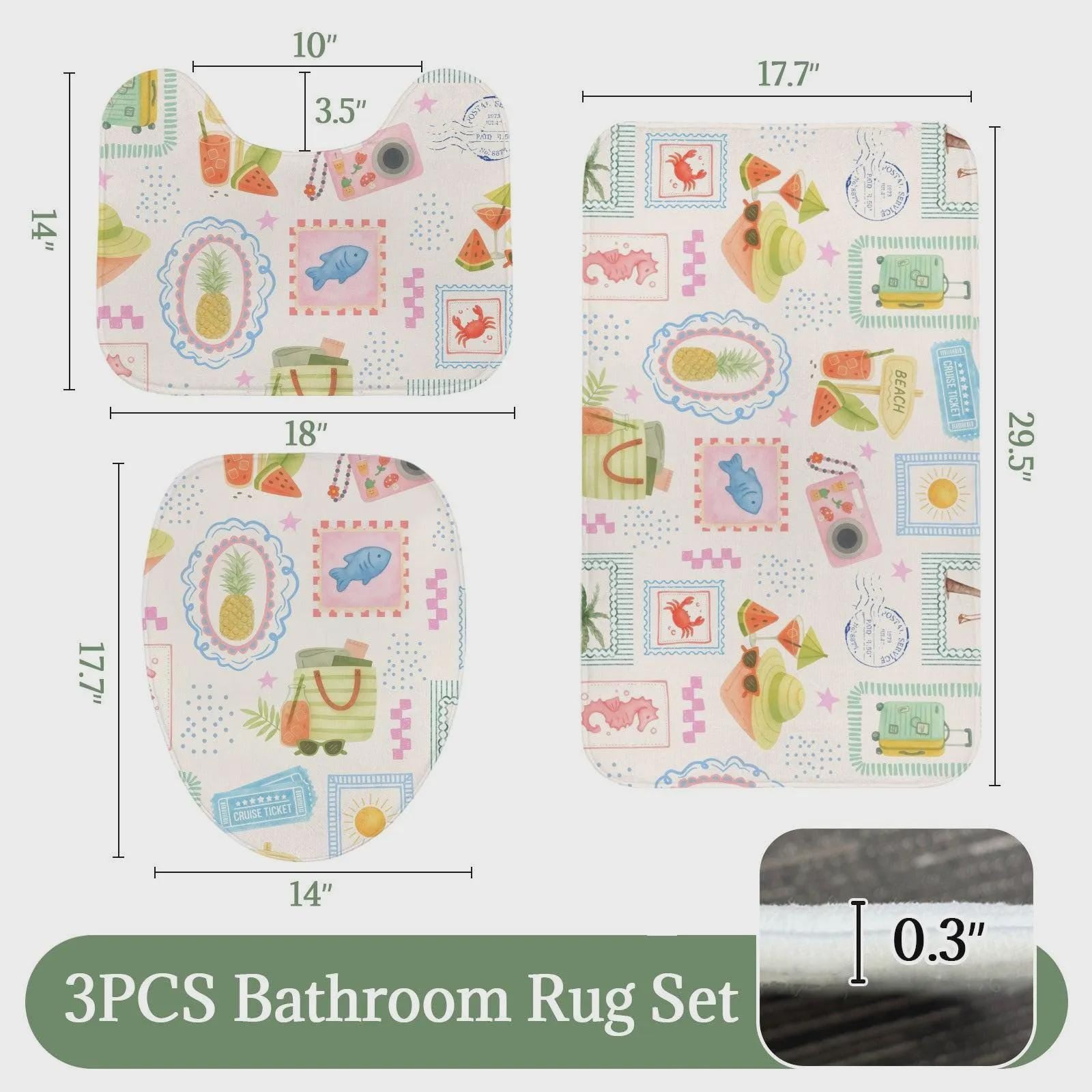 Tropical Vacation Shower Curtain, Beach Scrapbook Print, Palm Tree Cruise Decor