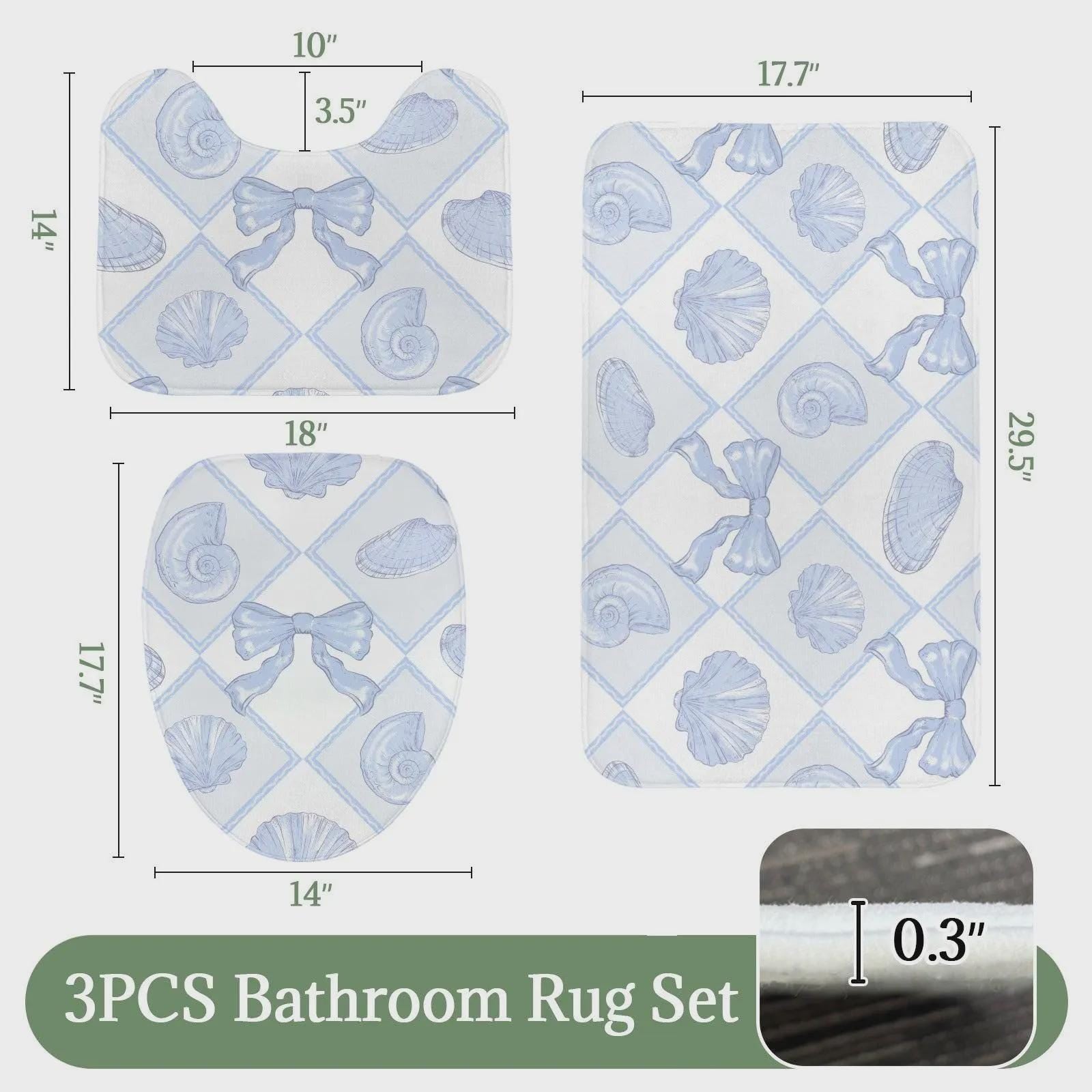 Blue Seashell Bow Shower Curtain, Coastal Beach Cottage Bath Decor