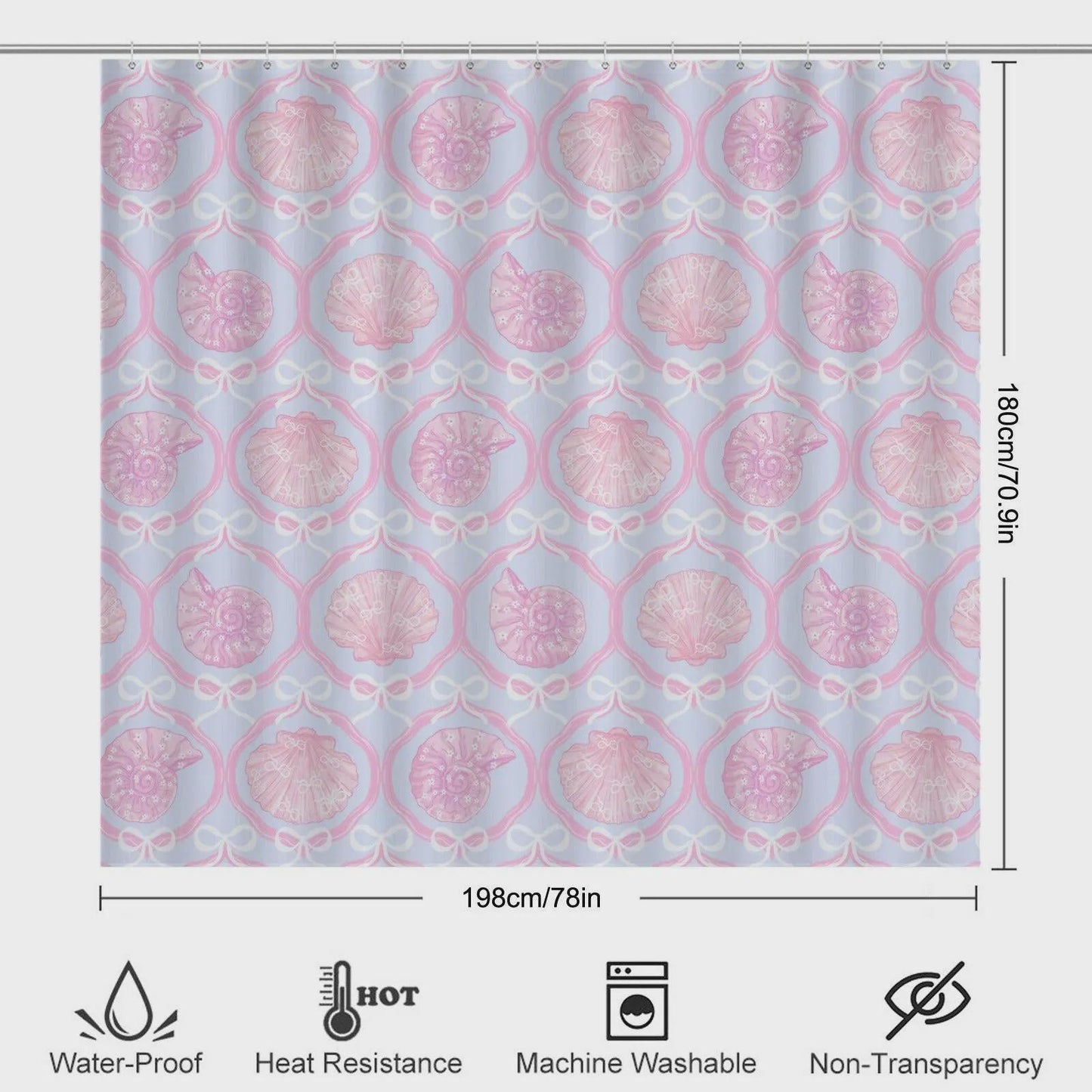 111Seashell Bath Mat Set, Pink Coquette Bathroom Rug With Toilet Lid Cover, Pastel Bow Shell Decor, Mermaidcore Powder Room Accent