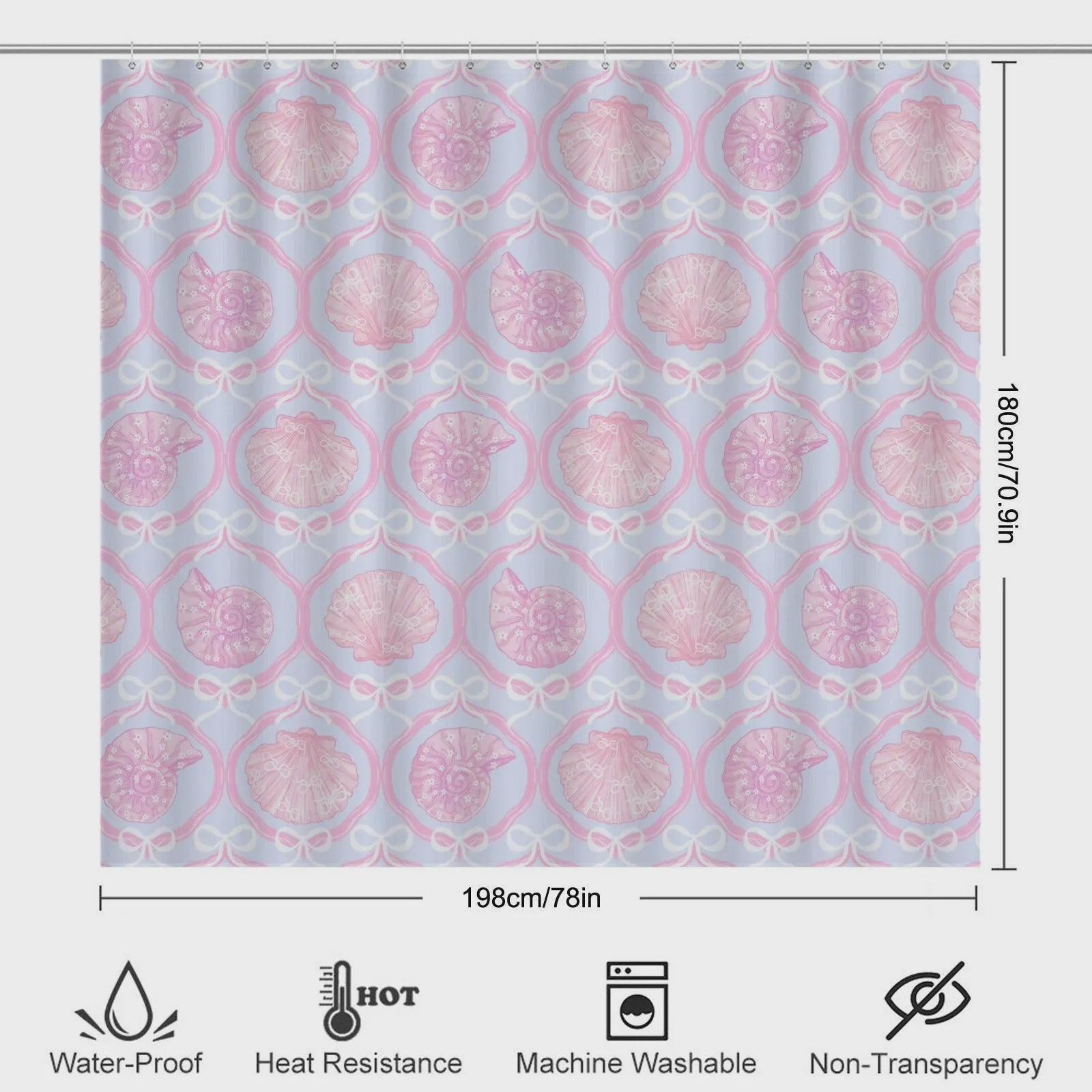 111Seashell Bath Mat Set, Pink Coquette Bathroom Rug With Toilet Lid Cover, Pastel Bow Shell Decor, Mermaidcore Powder Room Accent
