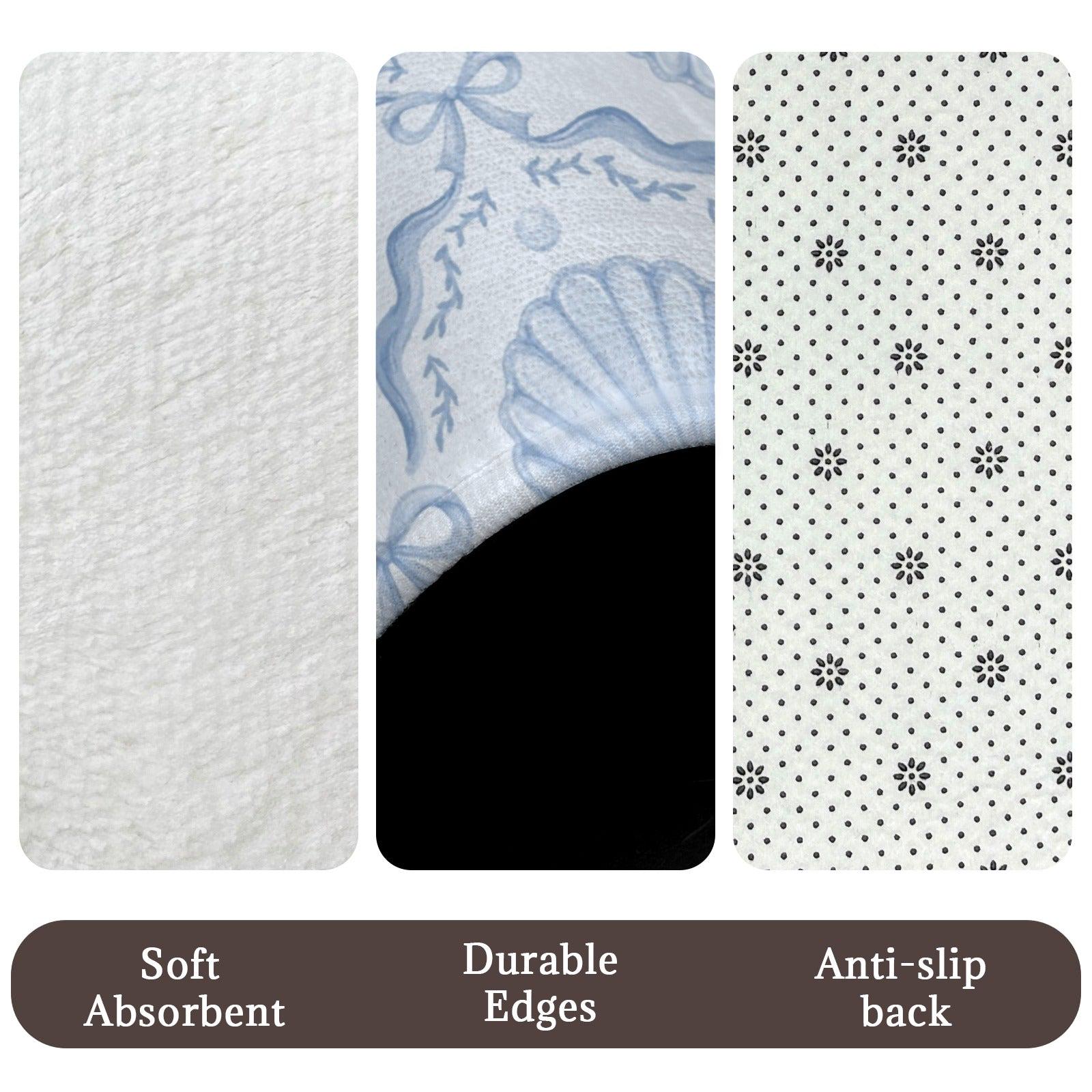Seashell Bow Bathroom Rug Set, Coastal Coquette Mat Decor