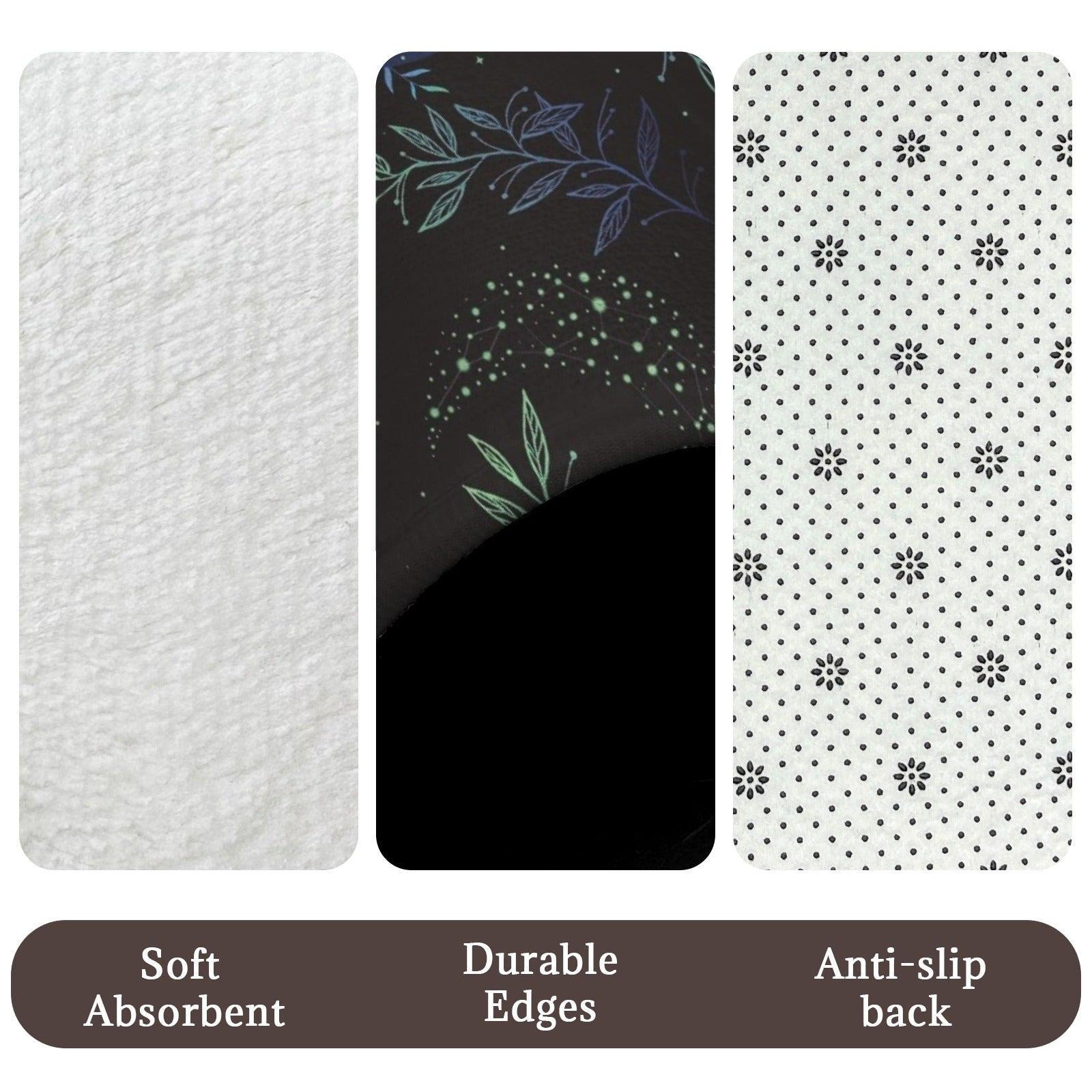 Celestial Shower Curtain, Moody Crescent Moon Botanical Bathroom Decor